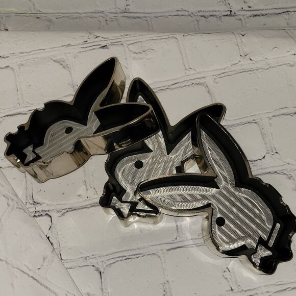 Rare Vintage Playboy bunny chrome ashtrays zipper spirograph set of 3 vintage - Picture 4 of 5